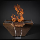 Slick Rock Concrete 22” Cascade Square Fire on Water + Copper Spillway with Electronic Ignition - KCC22SSPCEING